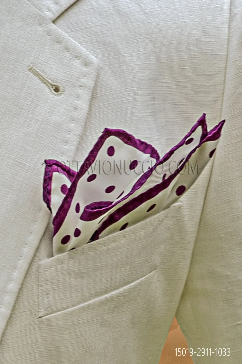 Fazzoletto seta twill con pois viola