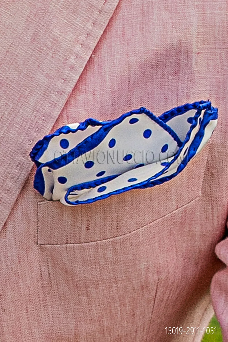 Fazzoletto seta twill con pois blu