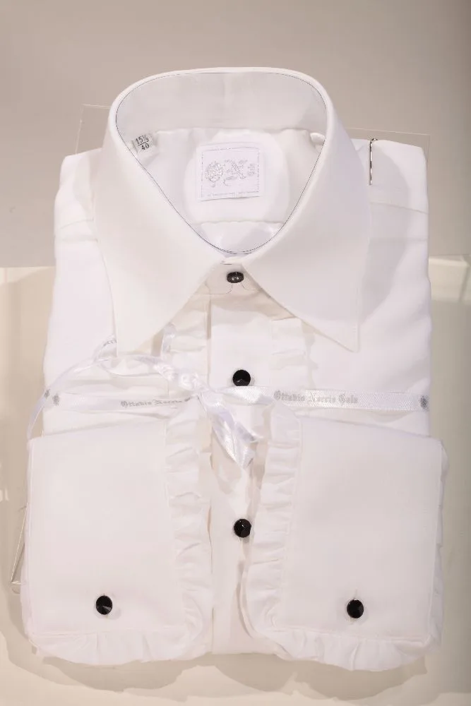 Camicia con volant in microfibra bianca