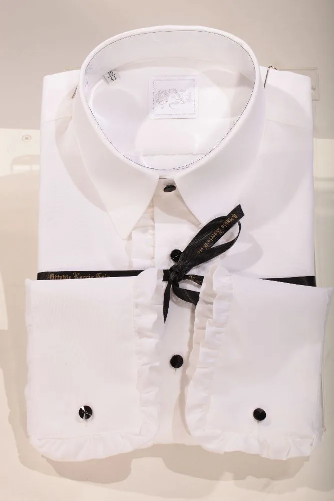 Camisa en microfibra blanca con volantes
