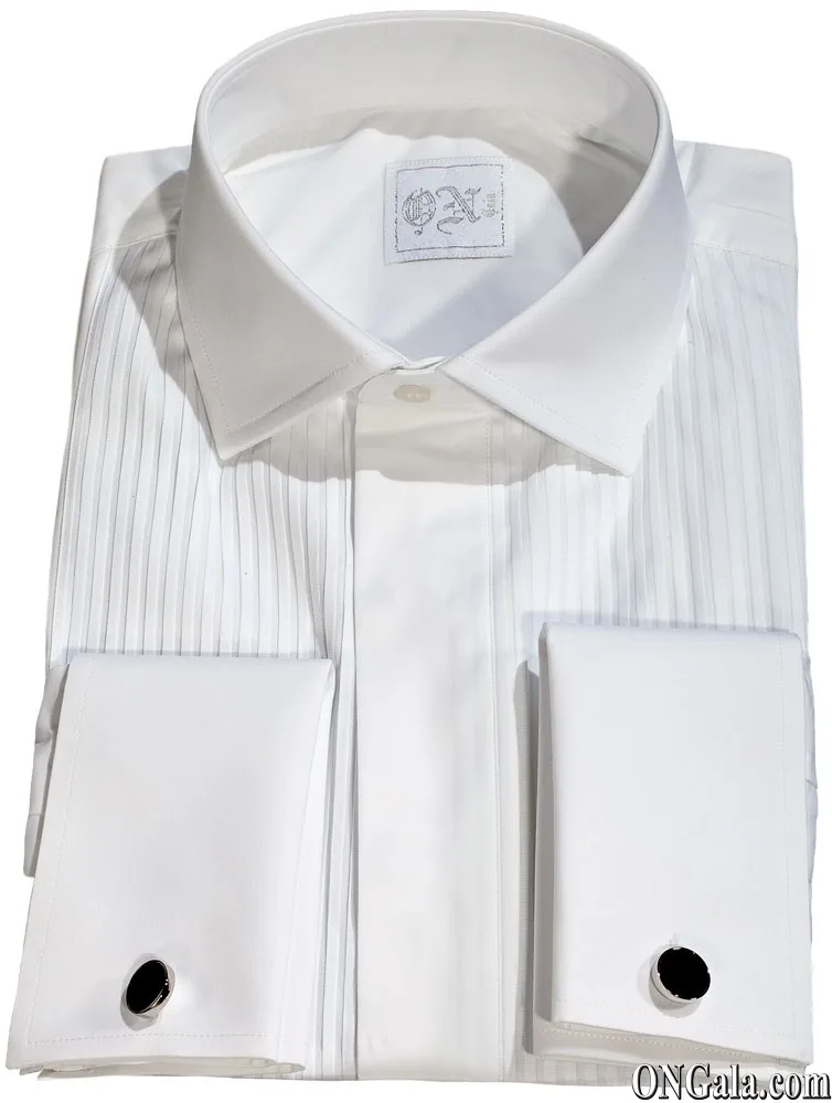 Chemise blanche Tuxedo en coton avec plissé