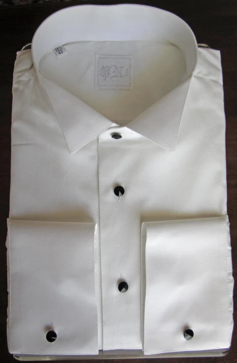 Camicia bianca Tuxedo diplomatica in cotone con pettorina in piqué