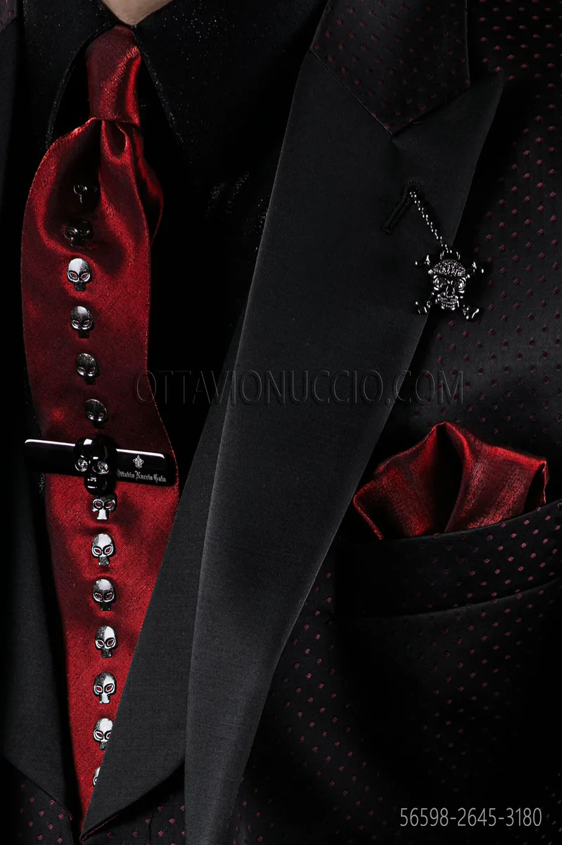 Red Lurex Tie and Handkerchief Set