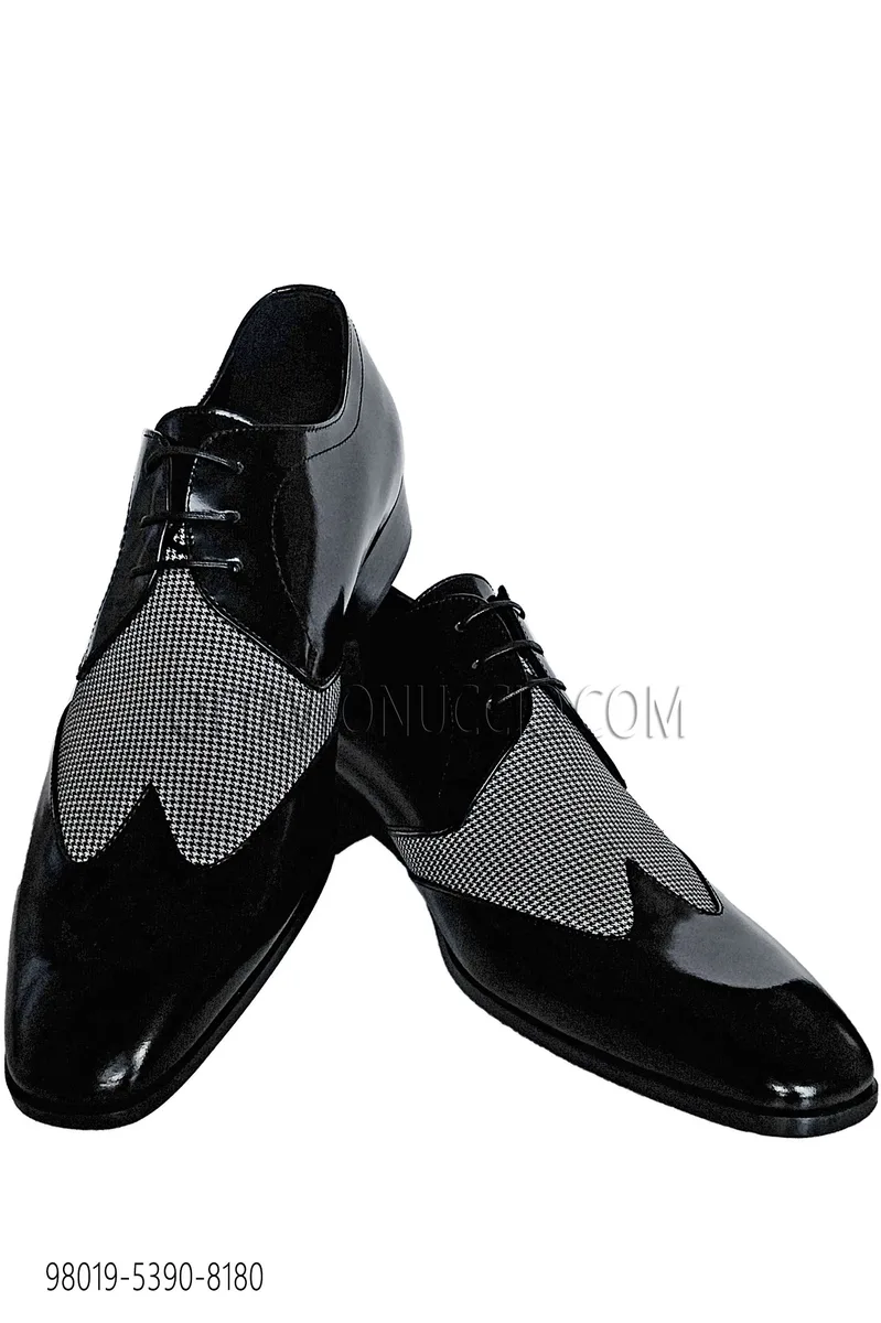 Scarpa allacciata bicolore nero-pied de poule