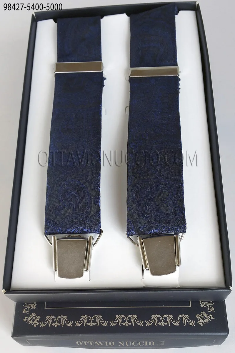 Blaue Hosenträger aus Damaststoff