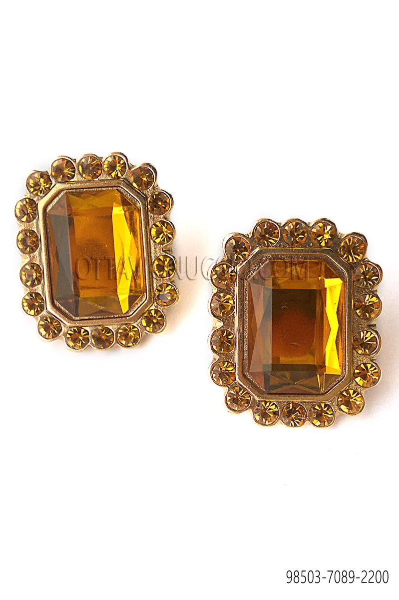 Rectangular nickel cufflinks with topaz stone
