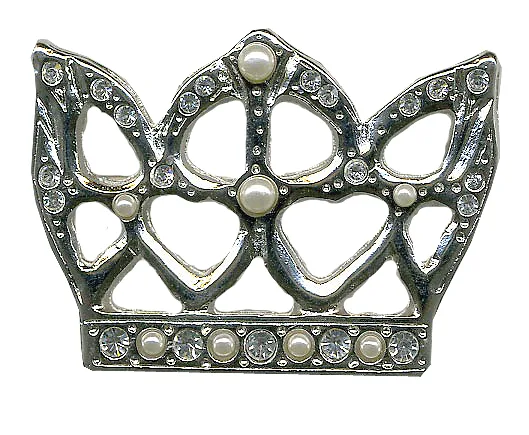 Crown-shaped brooch with nickel finish