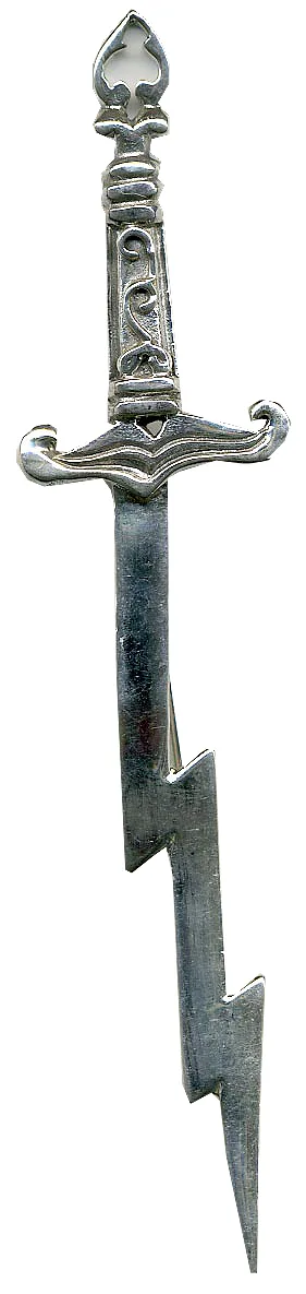 Smoky silver-plated sword brooch