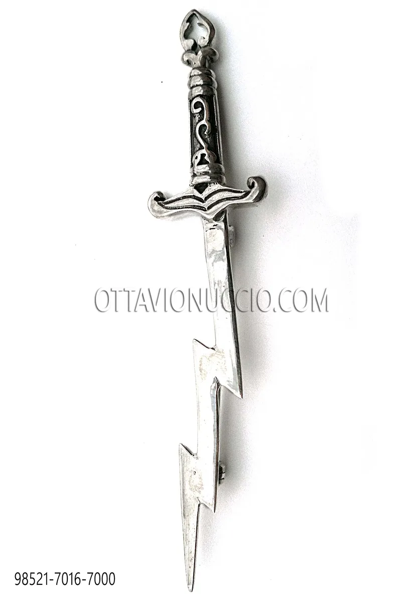 Smoky silver-plated sword brooch