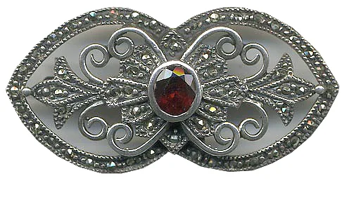 Silver-plated brooch, oval shape