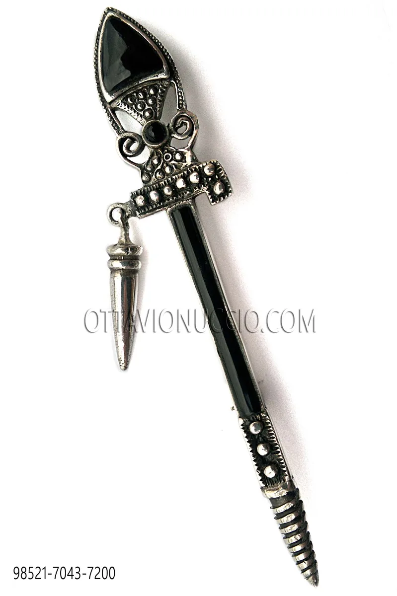 Silver-Plated Sword Brooch