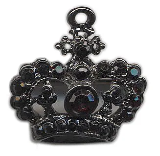 Small crown-shaped brooch with black stones
