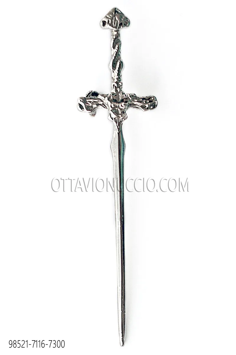 Sword brooch with nickel finish
