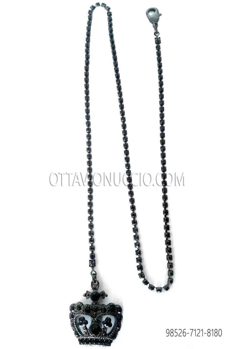 Catenina con pendente corona argento fumé