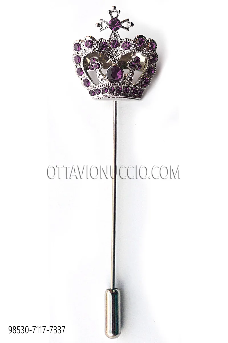 Crown stickpin with purple rhinestones