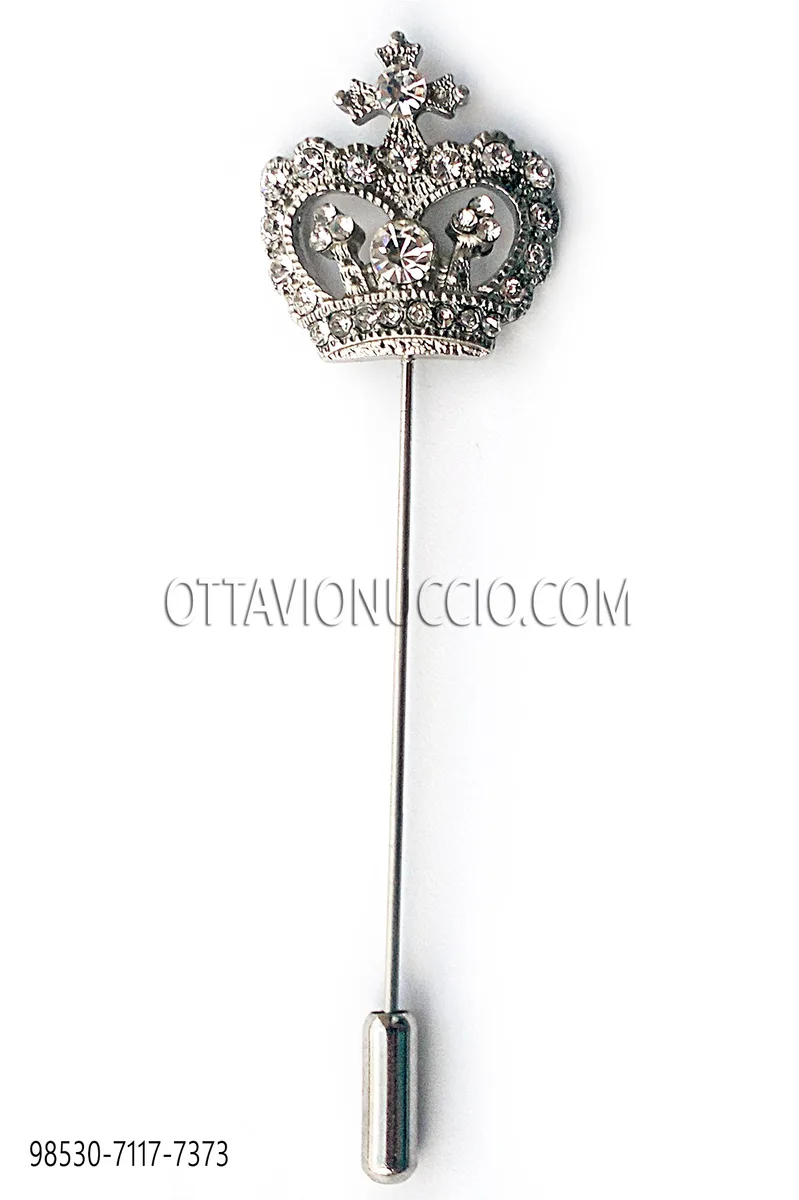 Crown stickpin with crystal rhinestones