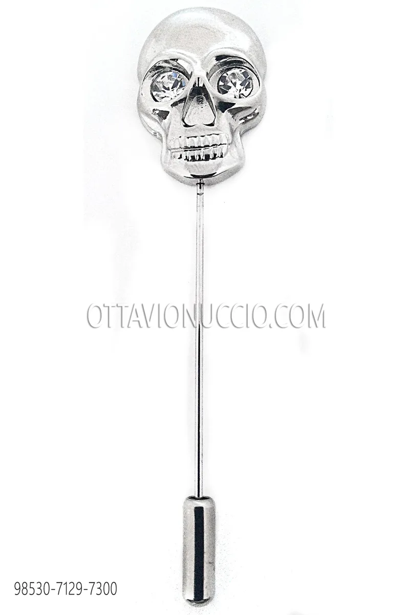 Silver skull stickpin with bones
