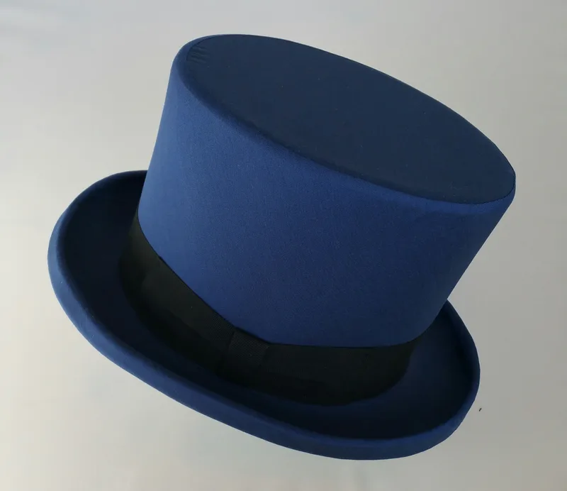 Royal blue wool blend top hat
