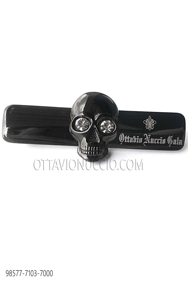 Krawattenklammer mit Totenkopf in Gunmetal-Grau