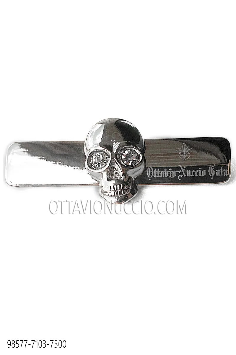 Pasador de corbata calavera níquel