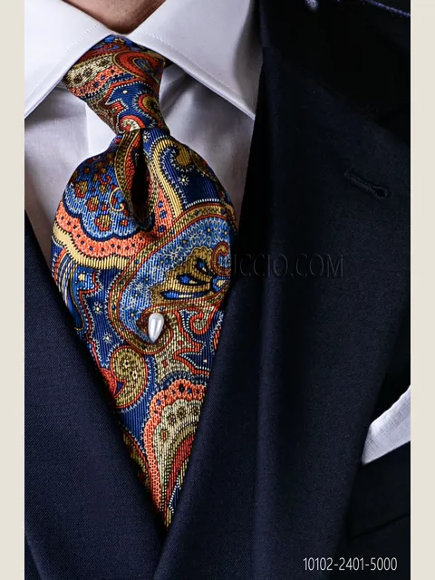 Tie in blue pure silk jacquard