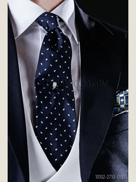 Blue silk tie with micro patterns