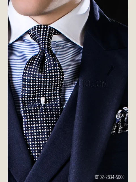 Tie in blue pure silk with micro-patterns