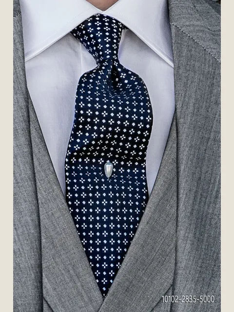 Tie in blue pure silk with micro-patterns