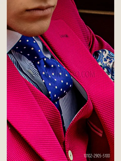 Tie in blue pure silk with white polka dots