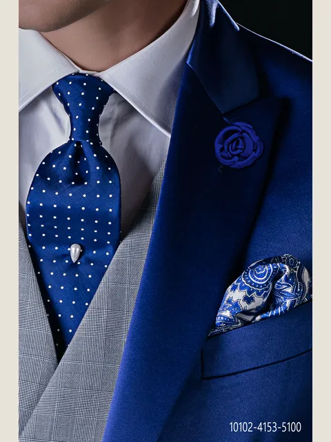 Tie in royal blue with white micro polka dots
