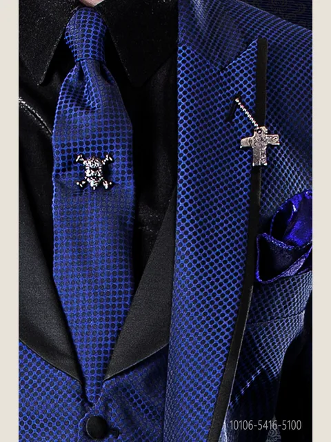 Black and blue micro patterned necktie