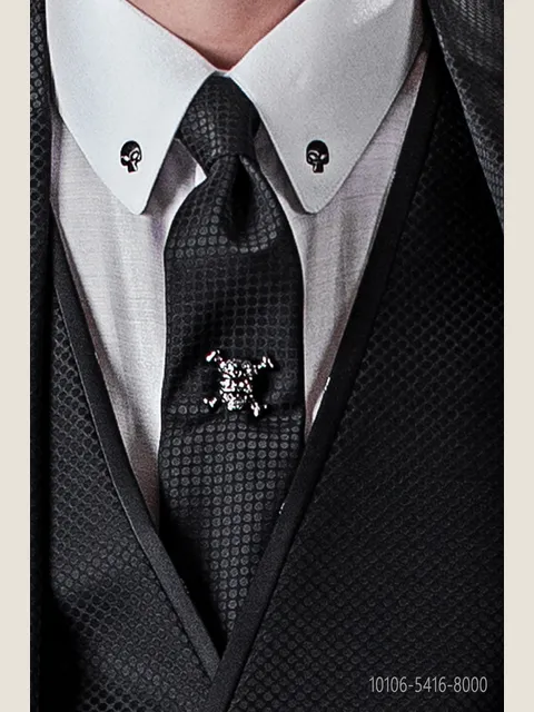 Black necktie with tonal micro patterns