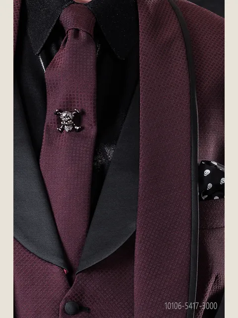Red necktie with black micro patterns