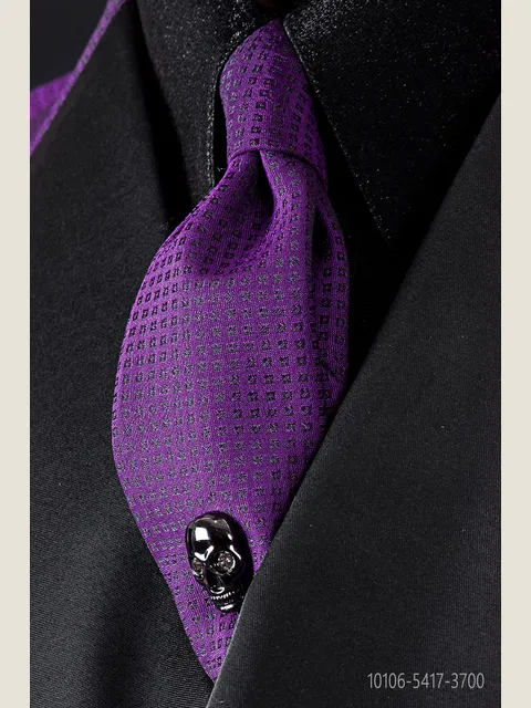 Purple necktie with black micro patterns