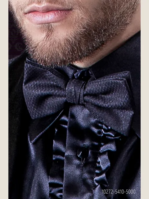 Blue herringbone bow-tie