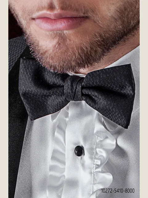 Black herringbone bow-tie