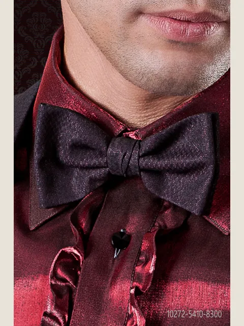 Burgundy herringbone bow-tie