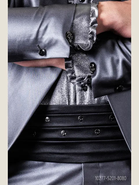 Black Satin Cummerbund with Metal Appliqué