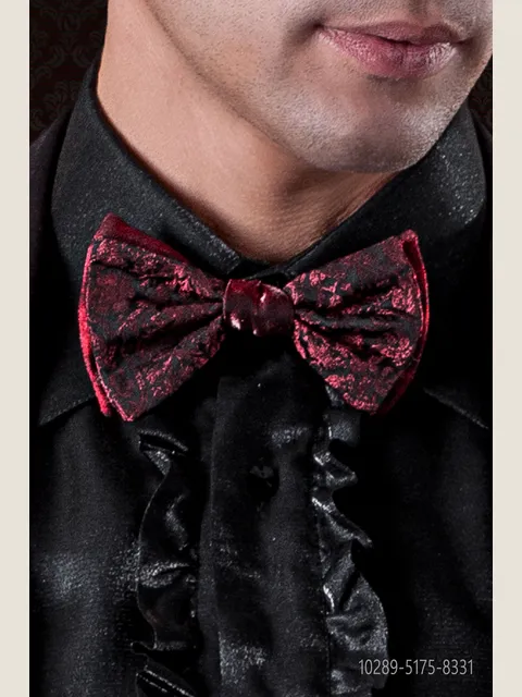 Bow tie in red and black damask