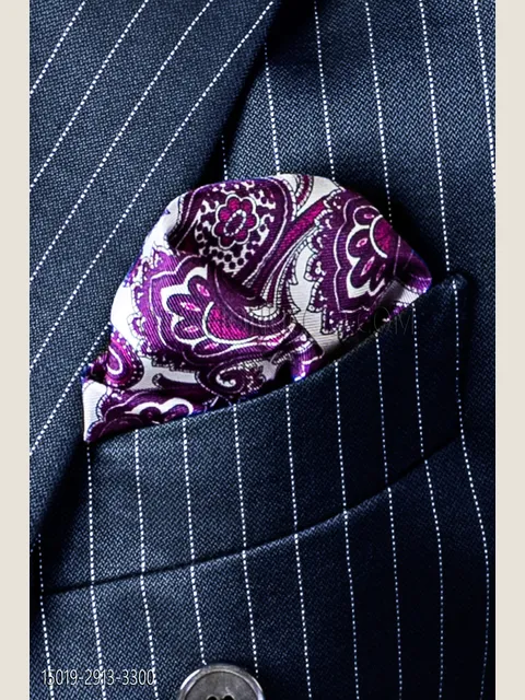Purple cashmere printed twill silk handkerchief