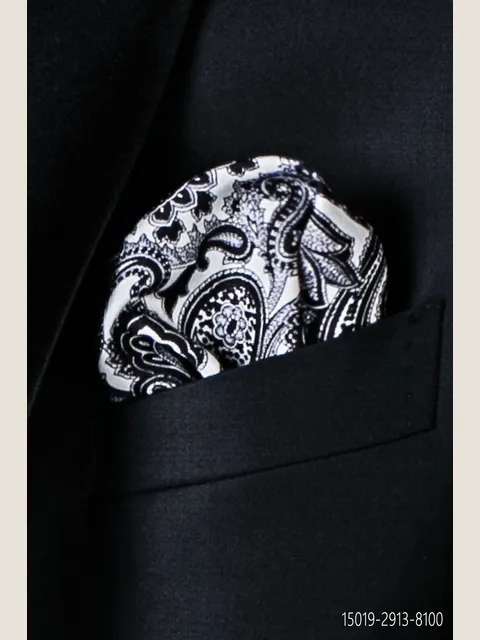 Black cashmere printed twill silk handkerchief
