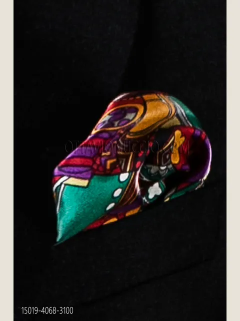 Patterned pure silk handkerchief