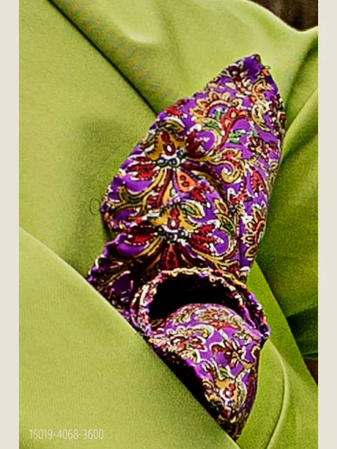 Handkerchief in purple pure silk with floral print