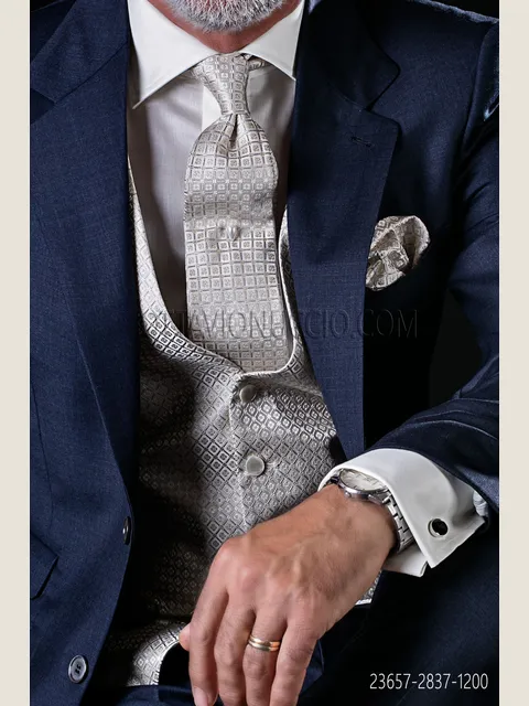 5-button waistcoat in pure silk with micro-patterns