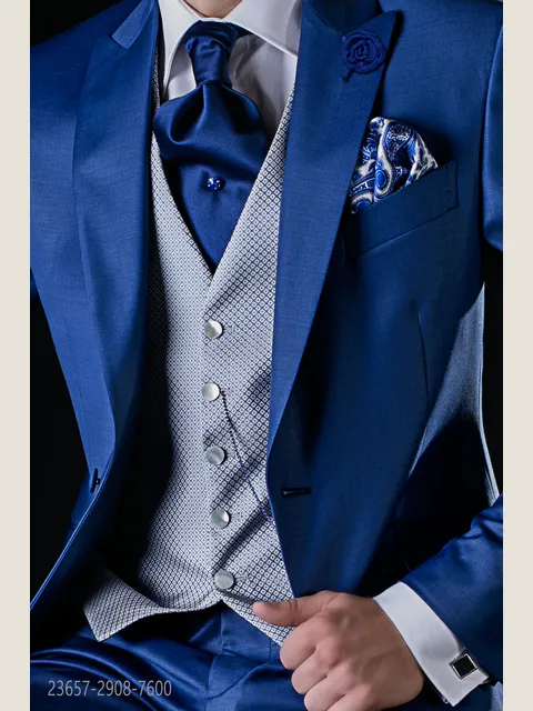5-button waistcoat in grey pure silk with micro-patterns