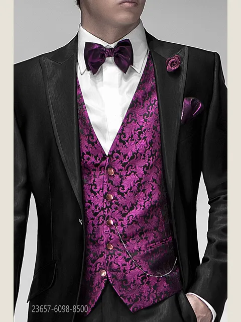 Black Jacquard Silk Waistcoat