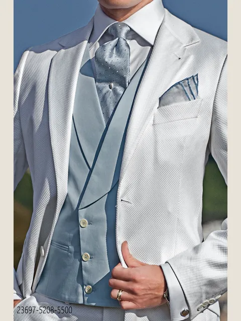 Light blue cotton double-breasted waistcoat