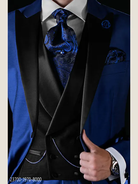 Double-breasted waistcoat in black with contrasting shawl collar