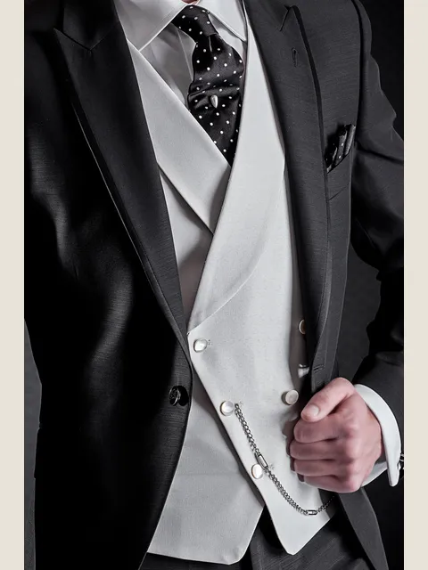 Ivory asymmetric double-breasted waistcoat