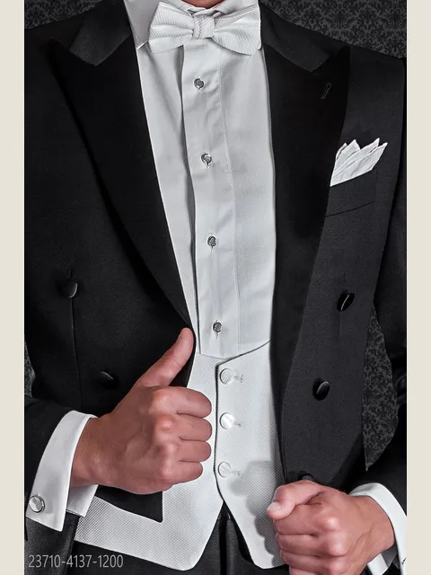 White cotton piqué waistcoat with 3 buttons